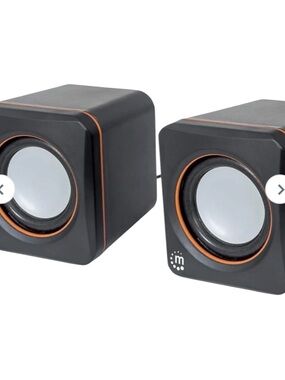 Manhattan USB Powered Stereo Speaker System Volume Control 3.5 mm Aux Audio Plug